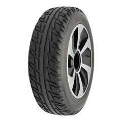 10x3 drive wheel assembly for Pride Jazzy Air 2 and Jazzy Air MED power wheelchairs. Pr1mo P-126 non-marking tire, spoke rim, fully assembled.