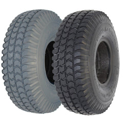10 x 3 in. (3.00-4) or (260 x 85) Primo Powertrax foam filled flat free wheelchair and scooter tire showing colors in gray and black
