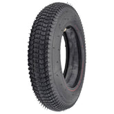 This 14 x 3 in. (3.00-8) knobby Pneumatic wheelchair tire in non-marking black is a very popular tire size and commonly used for the drive wheel on power chairs.