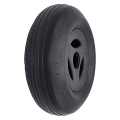 The replacement 2.50-3 (180 x 68) Caster Wheel for Permobil M1 and Permobil M3 Wheelchairs features a black solid rib tire and stylish black rim.