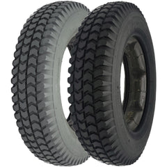The 3.00-8 (14 x 3 in.) Primo Powertrax Tire for Quantum and Q6 Edge Wheelchair features a foam filled black knobby tire. Fits the Pride Quantum Edge, Q6 Edge, Jazzy, Stretto, 4Front, Quantum Rival and many other power chairs.