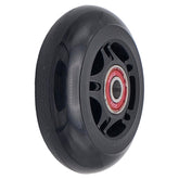 The 3 x 1 in. Anti-Tip Black Caster Wheel for Wheelchairs and Scooters features a roller blade design with black spokes and red bearing.