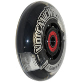 Close up view of 3 x 1 in. (76 mm) Volcanic Light-Up Wheelchair Caster Wheel with multicolor LED lights