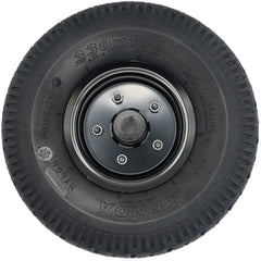 Back view of 4.00-5 (330x100) Drive Wheel for the Merits Vision Super Wheelchair show K469 black tread.