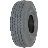 Angled view of the 4.10 x 350-4 (11 x 4") Power Edge Wheelchair and scooter tire showing C-189 sawtooth tread