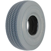 Angled view of 4.10 x 3.50-4 Sawtooth Foam Filled Wheelchair and Scooter Tire with C-189 tread