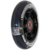 Close up view of 5 x 1 in. (125 mm) Volcanic Light-Up Wheelchair Caster Wheel with multicolor LED Lights