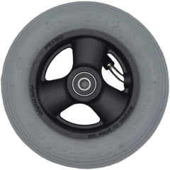 Back view of 6 x 1 1/4 in. Primo Hollow Spoke Wheelchair Caster Wheel with Pneumatic Tire in Gray