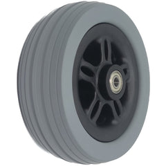 Angled view showing the 6 x 2 in. Caster Wheel Assembly for Merits Power Chairs with 2.4 in. Hub showing fully assembled wheel with 608Z bearing.