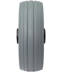 Close up view showing the 6 x 2 in. Caster Wheel Assembly for Merits Power Chairs with 2.4 in. Hub in light gray