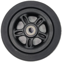 Front view of the 6 x 2 in. Merits Caster Wheel Assembly for Velocity and Vision Ultra Wheelchairs showing fully assembled caster with bearing.