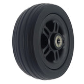 Angled view of the 6 x 2 in. Merits Caster Wheel Assembly for Velocity and Vision Ultra Wheelchairs showing black rim and tire.