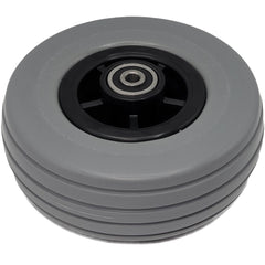 Angled view of the 6 x 2 in. Quantum 6000Z, Quantum 6400Z, Q6 Edge Replacement Wheelchair Caster Wheel showing gray ribbed tread