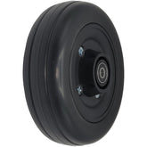 Angled view of the 6 x 2 in. Solid Black Wheelchair Replacement Caster Wheel showing ribbed tread