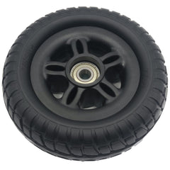 Front view of the 7 x 2 in. (7x60) Front Solid Tire Assembly for Roadster 4 Scooter showing offset bearing hub 43690331