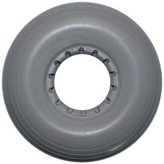 Side view showing gray 8 x 2 in. 210-65 Multi Rib Urethane Permobil Replacement Wheelchair Tire for 210-65, 210 x 65, and 2.50-3.