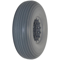 Angled view showing gray 8 x 2 in. 210-65 Multi Rib Urethane Permobil Replacement Wheelchair Tire
