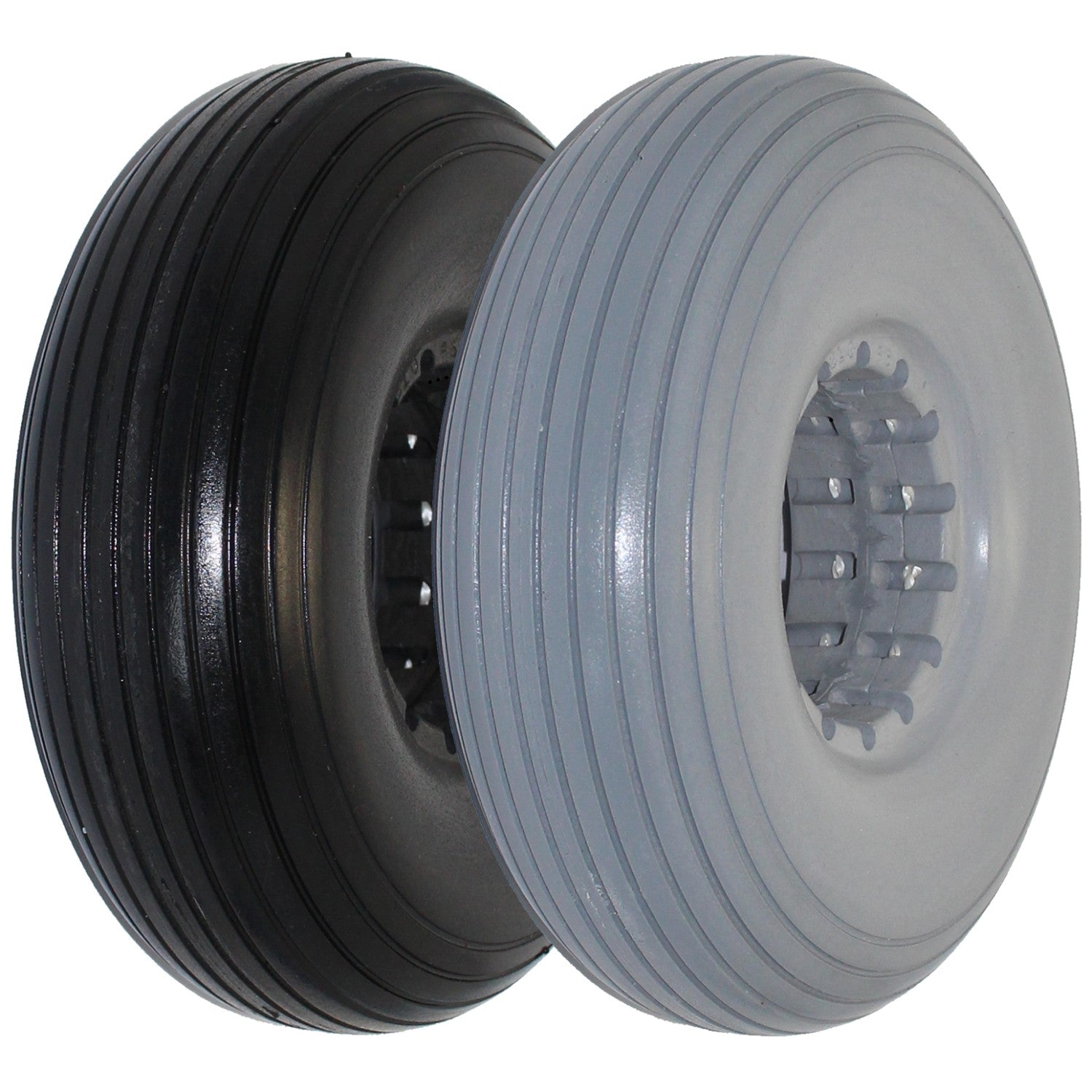 8 x 2 in. 210-65 Multi rib light gray urethane permobil replacement wheelchair showing compatibility with AL195, 210-65, 210 x 65, and 2.50-3.