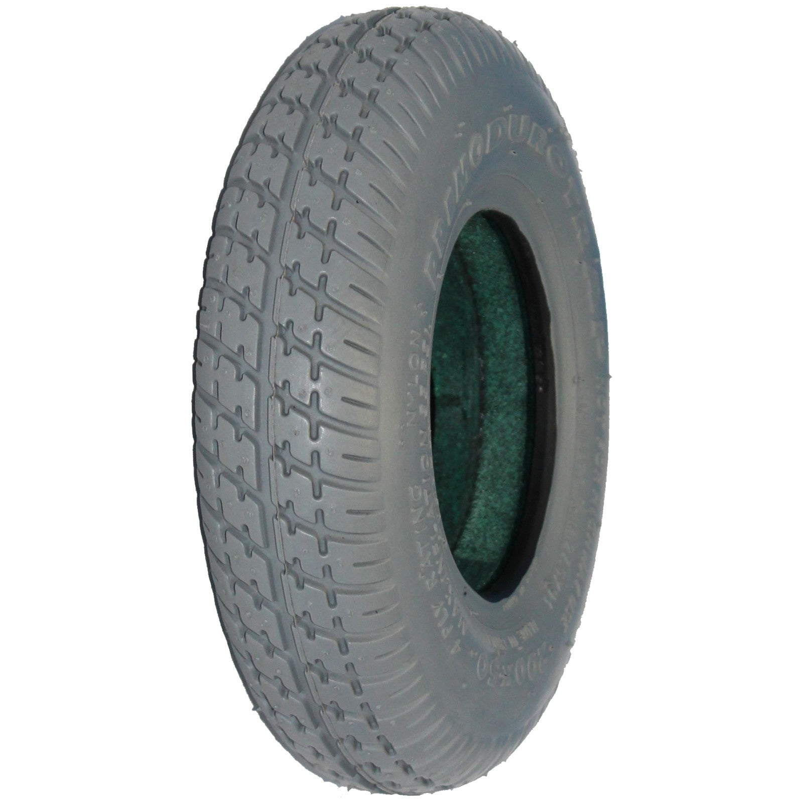 8 x 2 in. (200x50) Primo Durotrap Foam Filled Wheelchair and Scooter Tire scooter tire angled view showing C9210 tread