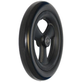 Angled view showing 8 x 1 1/4 in. Primo Hollow Spoke Wheelchair Caster Wheel in black