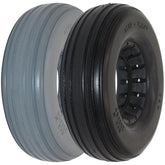The 8 x 2 1/4 in. (200 x 80) Multi Rib Urethane Wheelchair Tire features a multi rib tread in gray and black