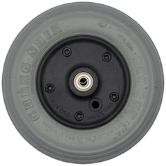Front view of the 8 x 2 in. (200x50) Merits Foam Filled Caster Wheel Assembly with C-179 Tread showing fully assembled caster wheel with 608ZZ bearing