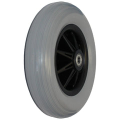 Angled view of the 8 x 2 in. (200x50) Anti-Tip Caster Wheel Assembly for Jazzy and Quantum Wheelchair shown