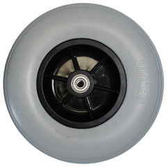 Side view showing 8 x 2 in. (200 x 50) Caster Wheel with 608ZZ Bearing for Jazzy Wheelchairs with gray tire and black hub