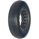 Angled view of 8 x 2 in. (200 x 50) Multi Rib Black Urethane Wheelchair Tire showing flat free material