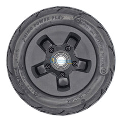 Back view of The replacement 8x2.50-4 Primo Power Play Caster Wheel for Invacare AVIVA Storm RX and FX power wheelchair.