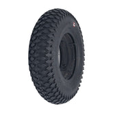Angled view of the 8 x 2 in. (200x50) Rebel Foam Filled Wheelchair / Scooter Tire with C-968G-1 black tread showing Nylon and standard rim 27.5x93 markings