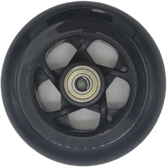 Top view of the Anti Tip Front Caster Wheel for Merits AVID Axcel Power Wheelchair P335 model showing stylish black spoked rim