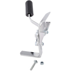 The Basic Invacare Style Wheelchair Wheel Lock, Push to Lock Handle For 7/8 Tubing in Chrome showing left side handle