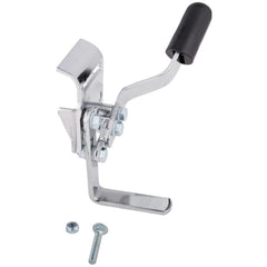 The Basic Invacare Style Wheelchair Wheel Lock, Push to Lock Handle For 7/8 Tubing in Chrome showing right side handle