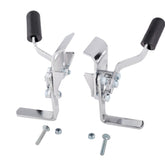 Left and right side of the Basic Invacare Style Wheelchair Wheel Lock, Push to Lock Handle For 7/8 Tubing in Chrome