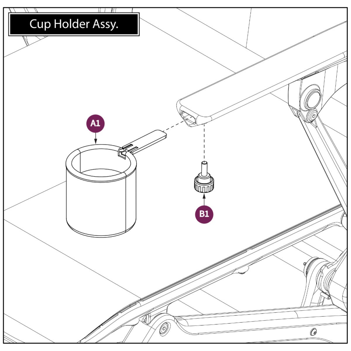 The Thumb Screw, M6X1, Joystick Lock from Pride Mobility. Part of the Cup Holder Assembly HF200 for the Pride Mobility Jazzy Ultra Light portable, carbon-fiber folding power wheelchair.
