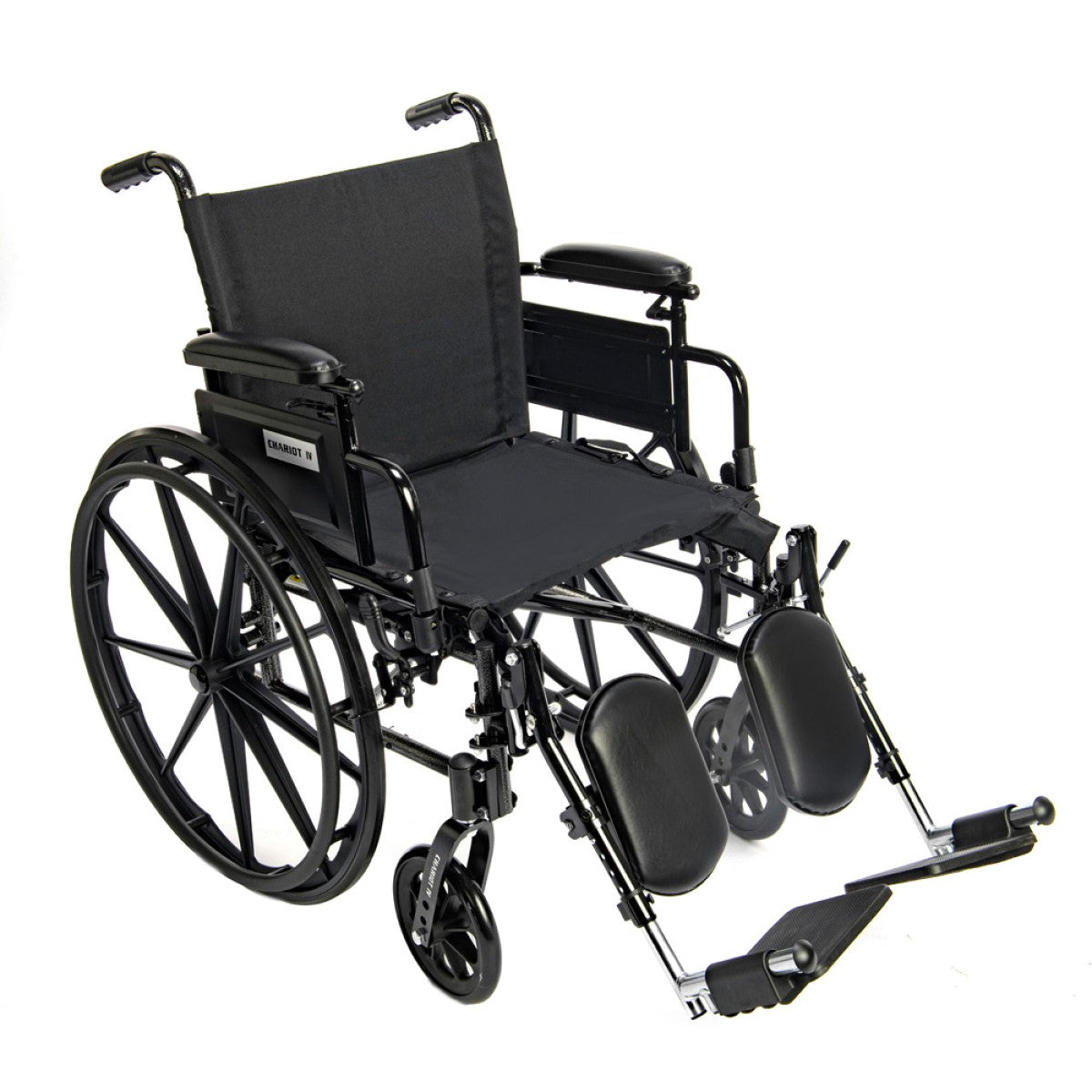 Chariot IV ultra lightweight aluminum Wheelchair with premium nylon seat, 300 lb capacity shown with elevating legrests