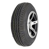 The replacement Drive Wheel Assembly for Merits Vision CF Wheelchair features a stylish silver rim with a 2.80/2.50-4 black flat free tire.