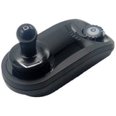 Close up view of the Dynamic LiNX Joystick For Merits and Golden Power Wheelchairs (DLX-REM050-A) showing horn and power button