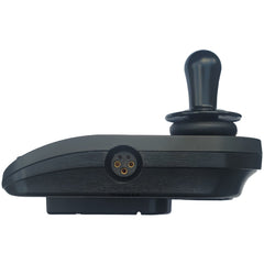 Side view of the Dynamic LiNX Joystick For Merits and Golden Power Wheelchairs (DLX-REM050-A) showing charging port