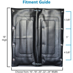 Front view of Embossed Vinyl Seat Back Upholstery for Invacare and Compatible Wheelchairs showing dimensions