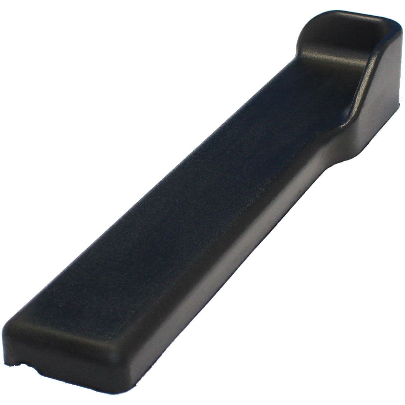 Angled view of 17" x 3" Invacare Full Length Wheelchair Armrest Pad with Elbow Stop