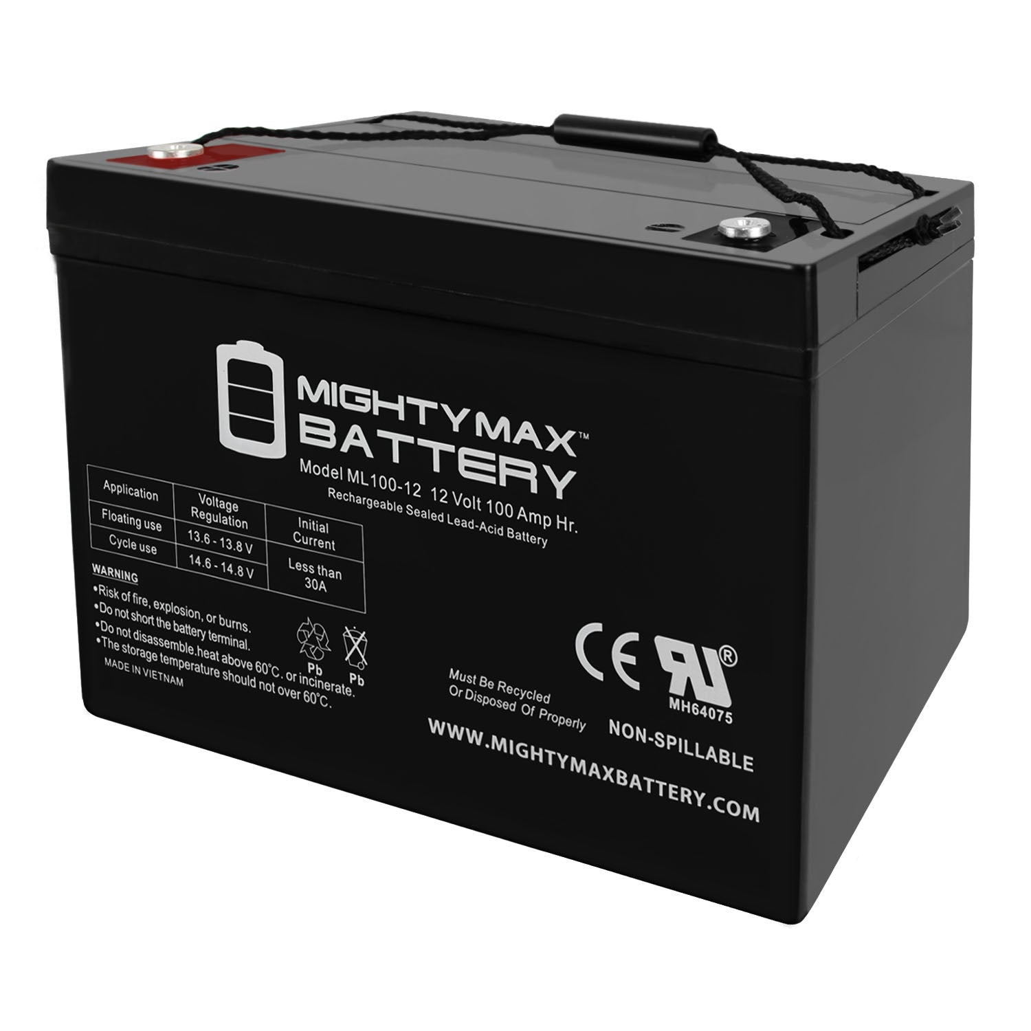GROUP 27 (100 Ah) 12v SLA AGM Powerchair and Scooter Battery number ML100-12