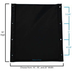 Close up view of Nylon Seat Back Upholstery for Invacare and Compatible Wheelchairs (18 Inch) with dimensions shown