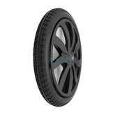 The replacement Rear Drive Wheel For Vive Airframe Magnesium Collection Electric Wheelchair features a black treaded 270x35 tire and fits the left or right side.