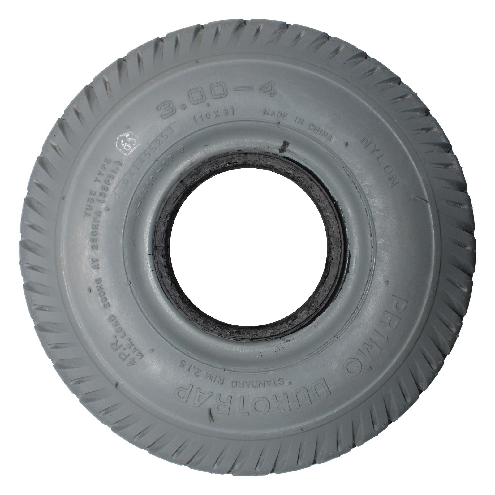 10 x 3 in. (3.00-4) Primo Durotrap Foam Filled Wheelchair and Scooter Tire - side view showing C-9210 tread