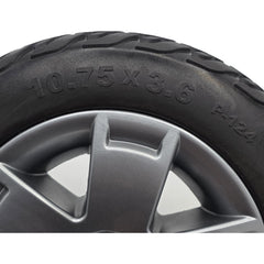 The replacement 10.75 x 3.6 in. Rear Drive Wheel For Pride Victory 10.2 and Victory LX Sport Mobility Scooter features a black Pr1mo tire and P-124 tread