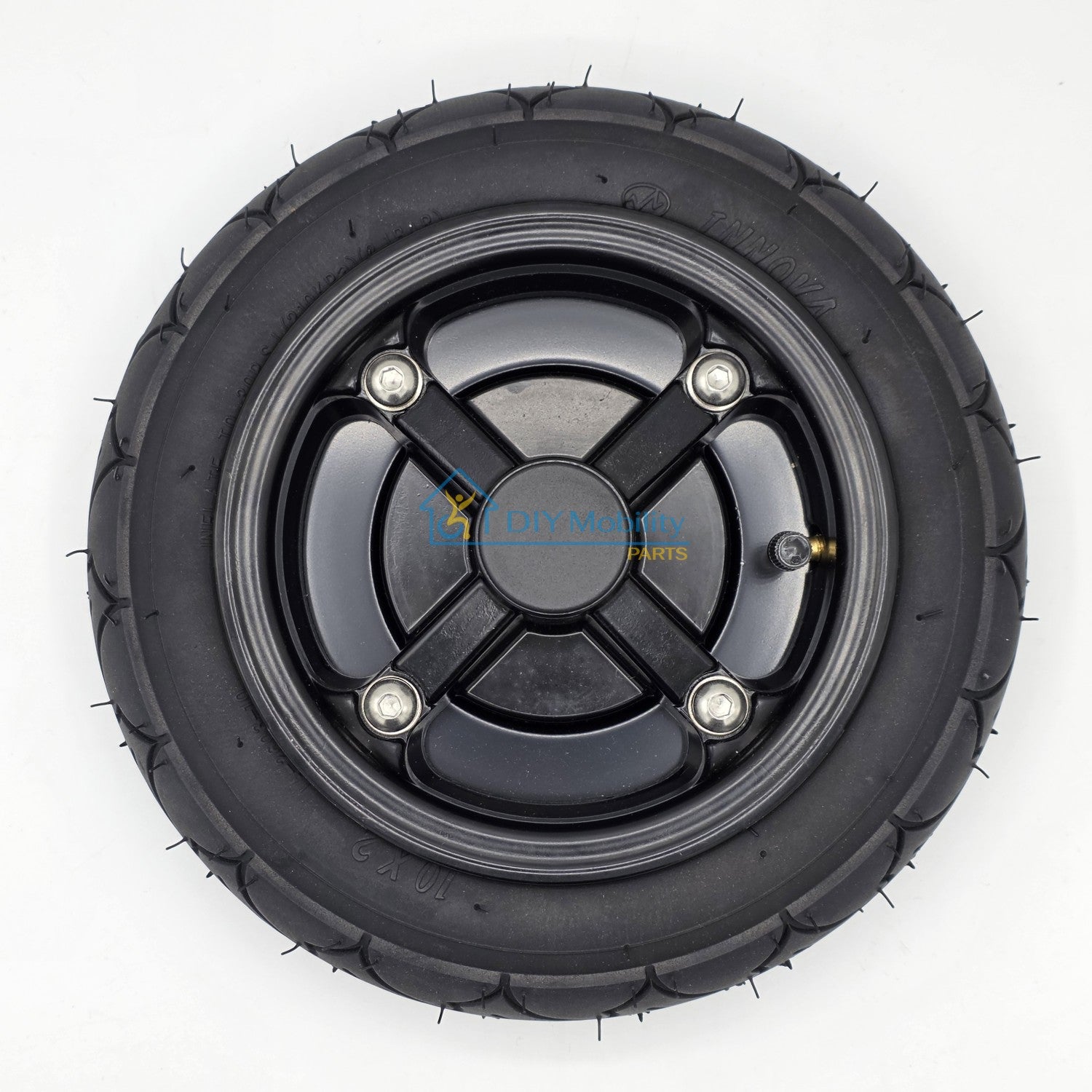 The 10x2 in. Rear Drive Wheel for Journey Zoomer Folding Power Chair features an easy to install drive tire. Innova Left 08370LFT, Right 08370RGT