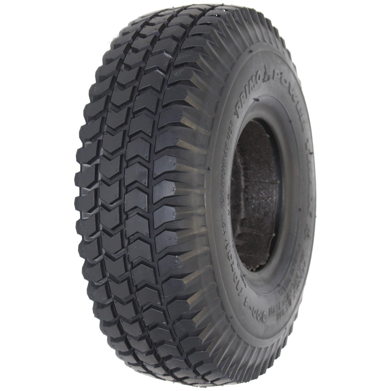 10 x 3 in. (3.00-4) Primo Powertrax Foam Filled Wheelchair and Scooter Tire showing angled view in black