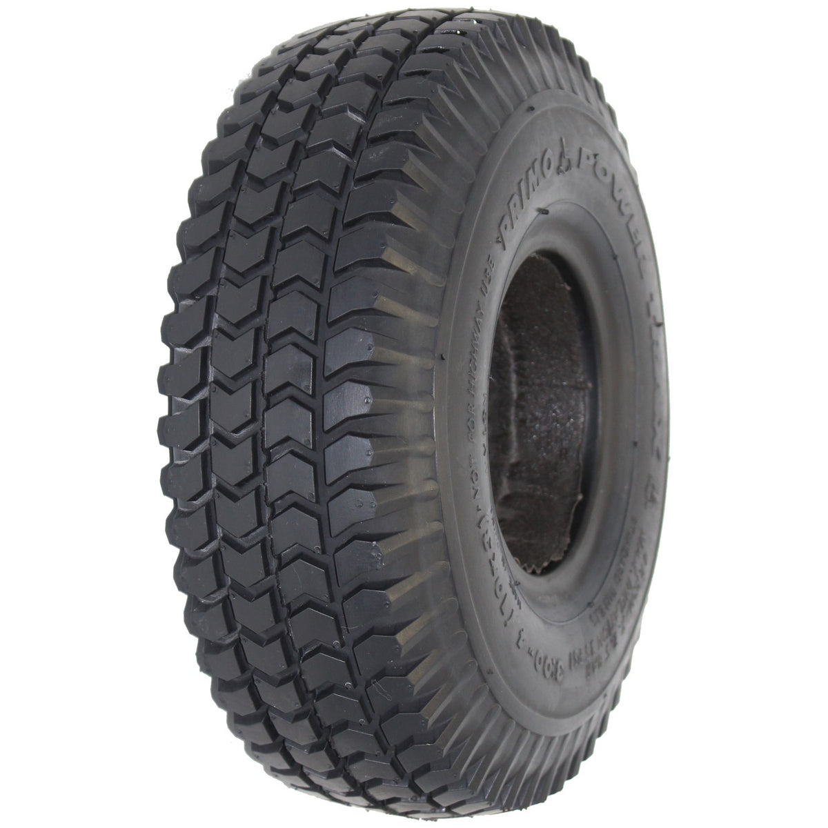 10 x 3 in. (3.00-4) Primo Powertrax Foam Filled Wheelchair and Scooter Tire showing angled view in black